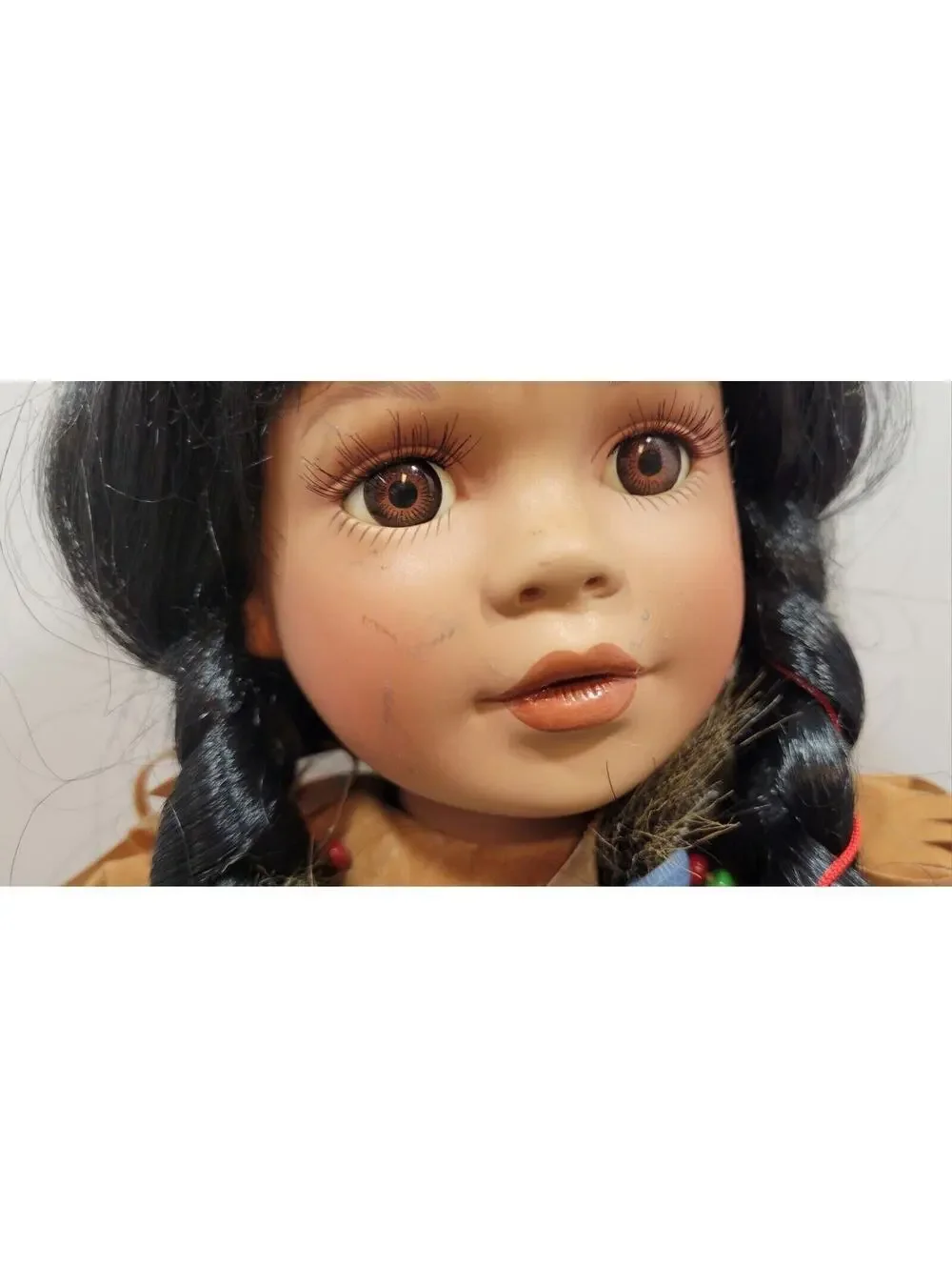 Vintage Native American Girl Porcelain Doll 10 1/2